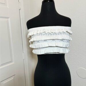 Edikted White Ruffled Off-Shoulder Top